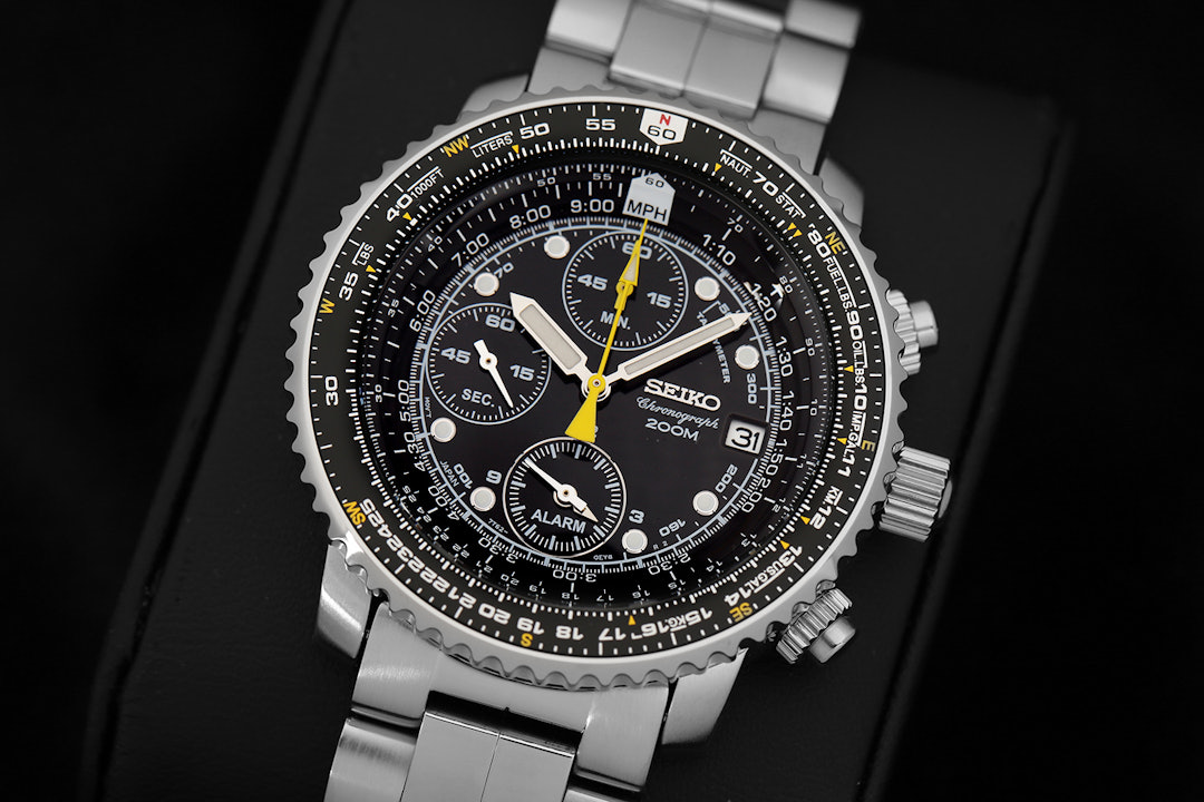 Seiko SNA Flight Alarm Chronograph Watch