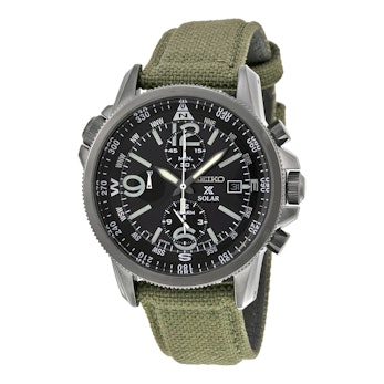 PVD Ion Plated Black Case, Green nylon strap SSC295 (+$20)