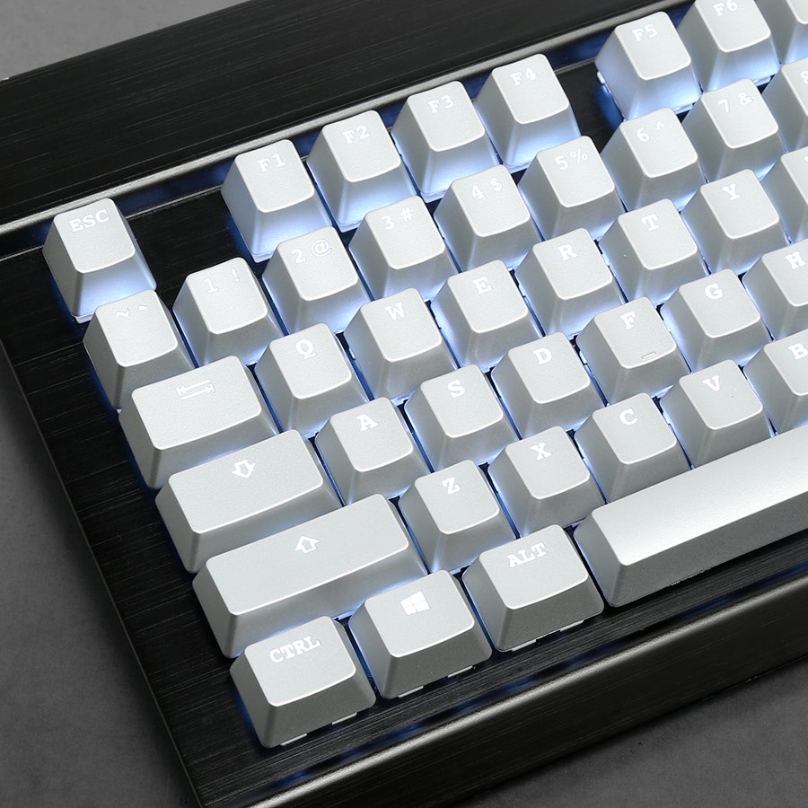 Silver ABS Shine Through Keycap Set Mechanical Keyboards Keycaps