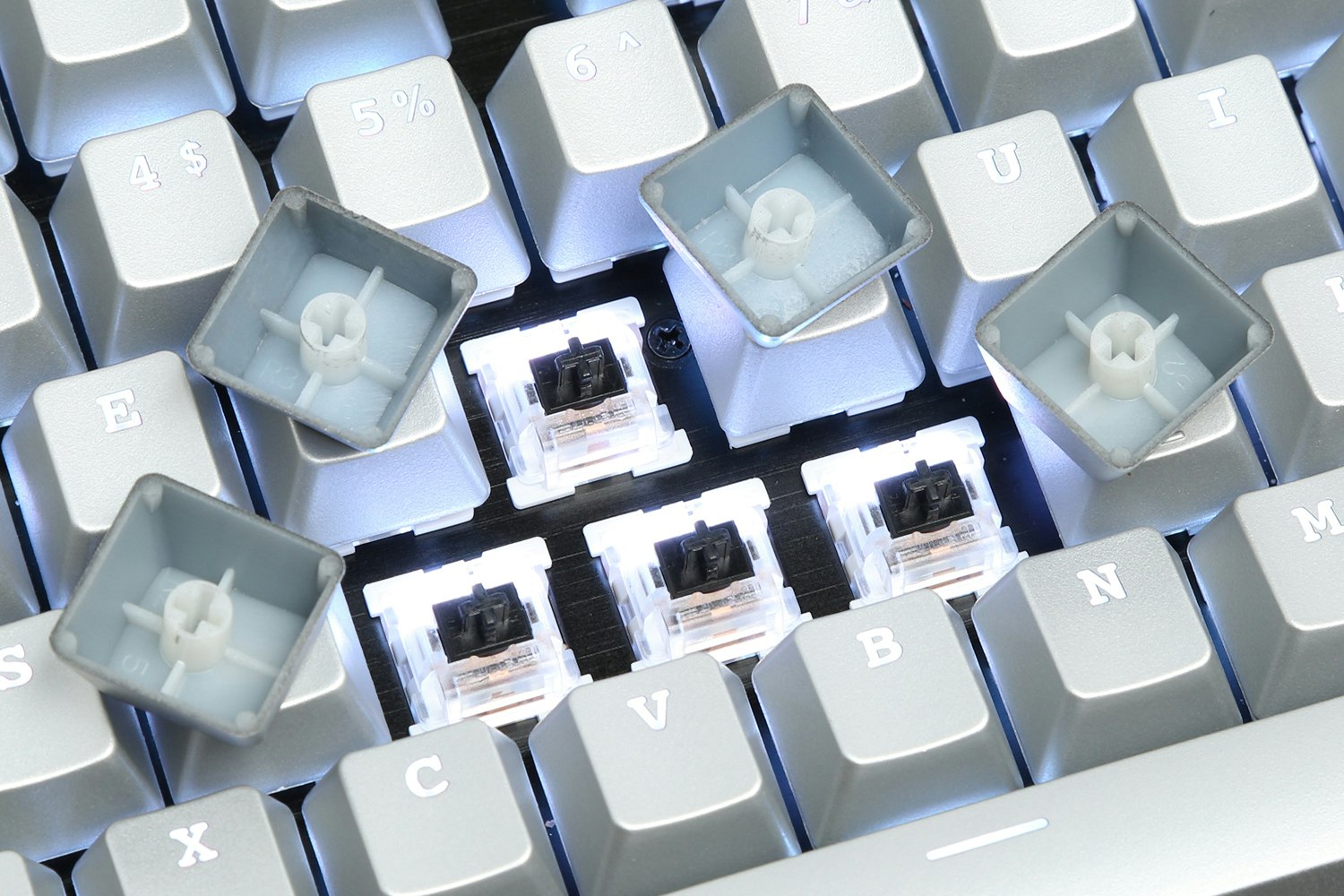 Silver ABS Shine Through Keycap Set Mechanical Keyboards Keycaps
