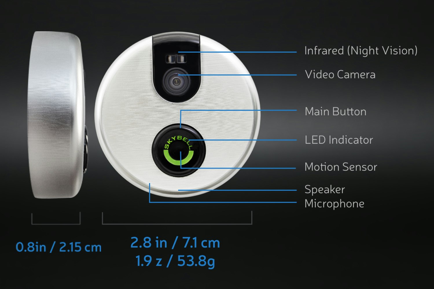 SkyBell WiFi Video Doorbell Version 2.0 Bundle Smart Home Drop