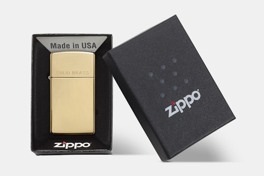 Zippo Lighters: Slim Brass