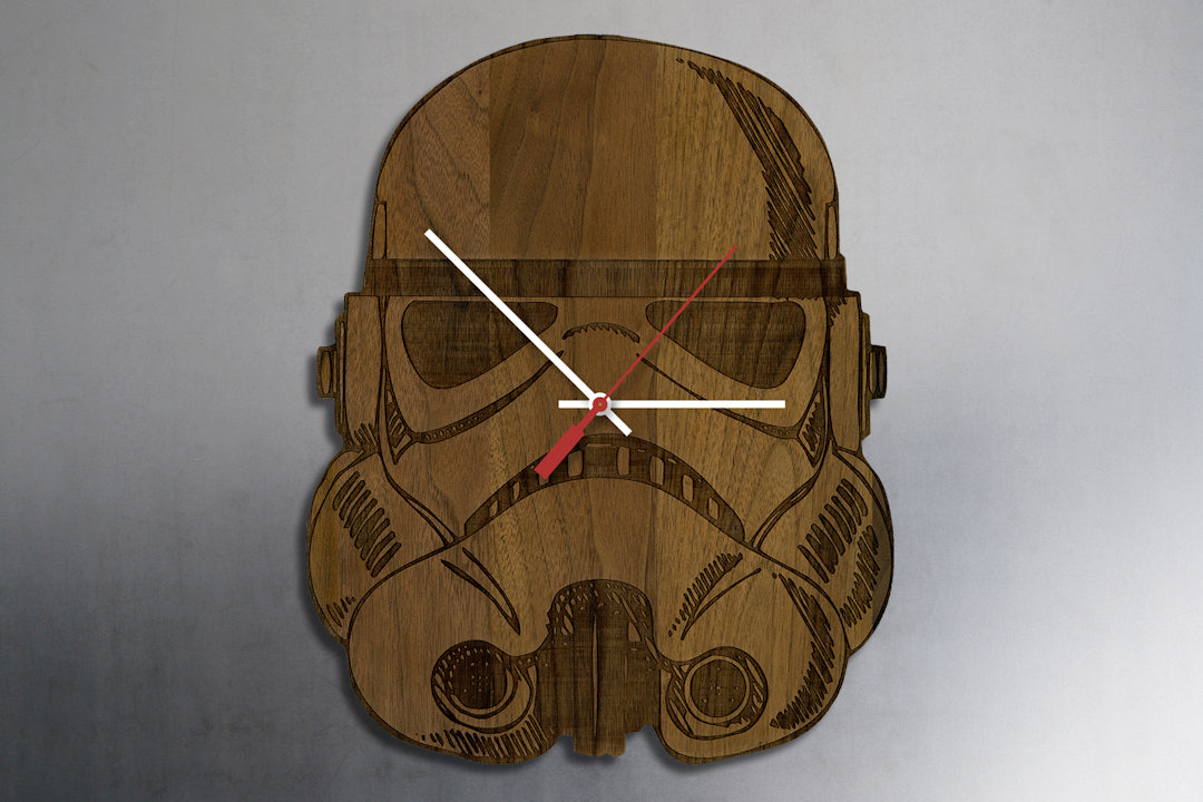 Sci-Fi Laser Engraved Wood Clocks