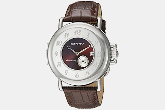 6002 (burgundy dial, brown leather strap)