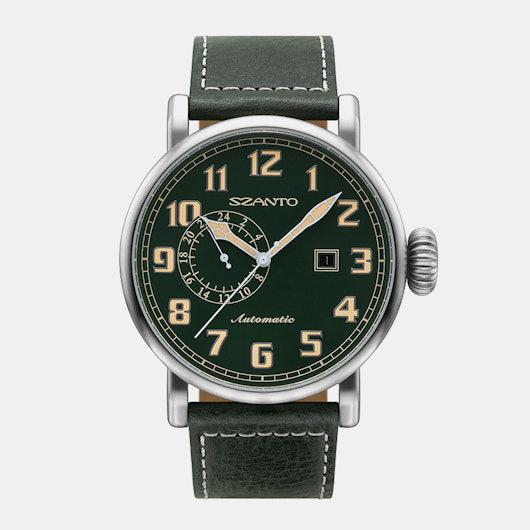6104 (stainless steel case/green dial/green leather strap)