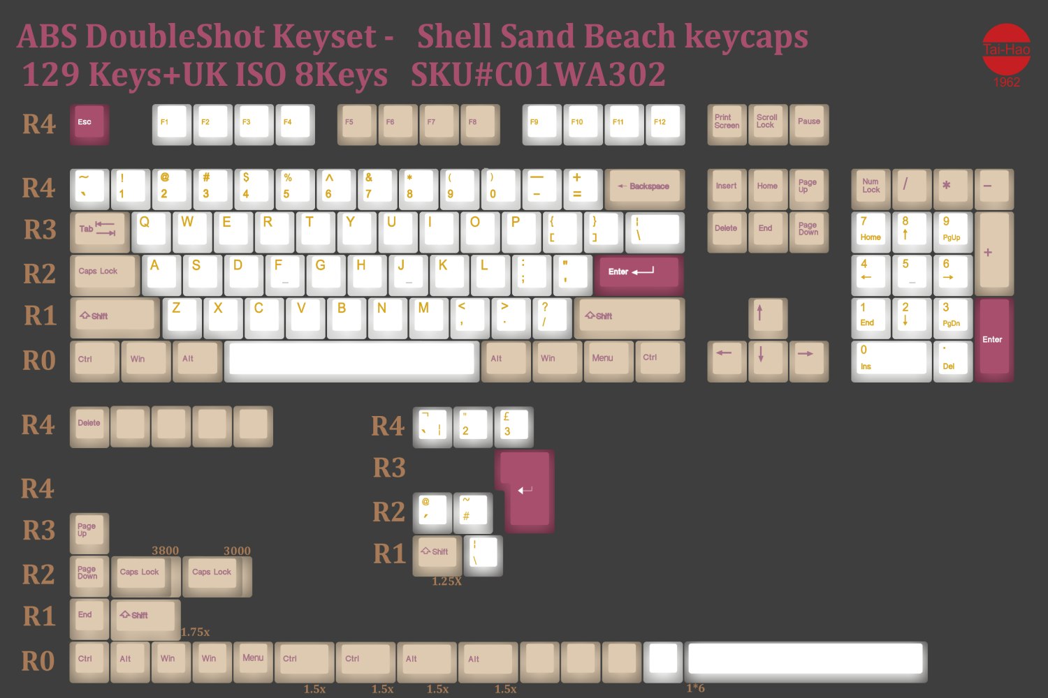 Tai-Hao ABS Shell Sand & Vintage Camel Keycap Sets