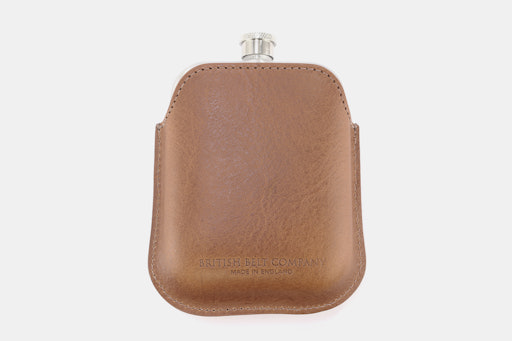 The British Belt Co. Italian Leather Hip Flask & Sleeve