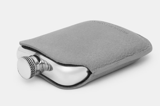 The British Belt Co. Pewter Flask w/ Leather Sleeve