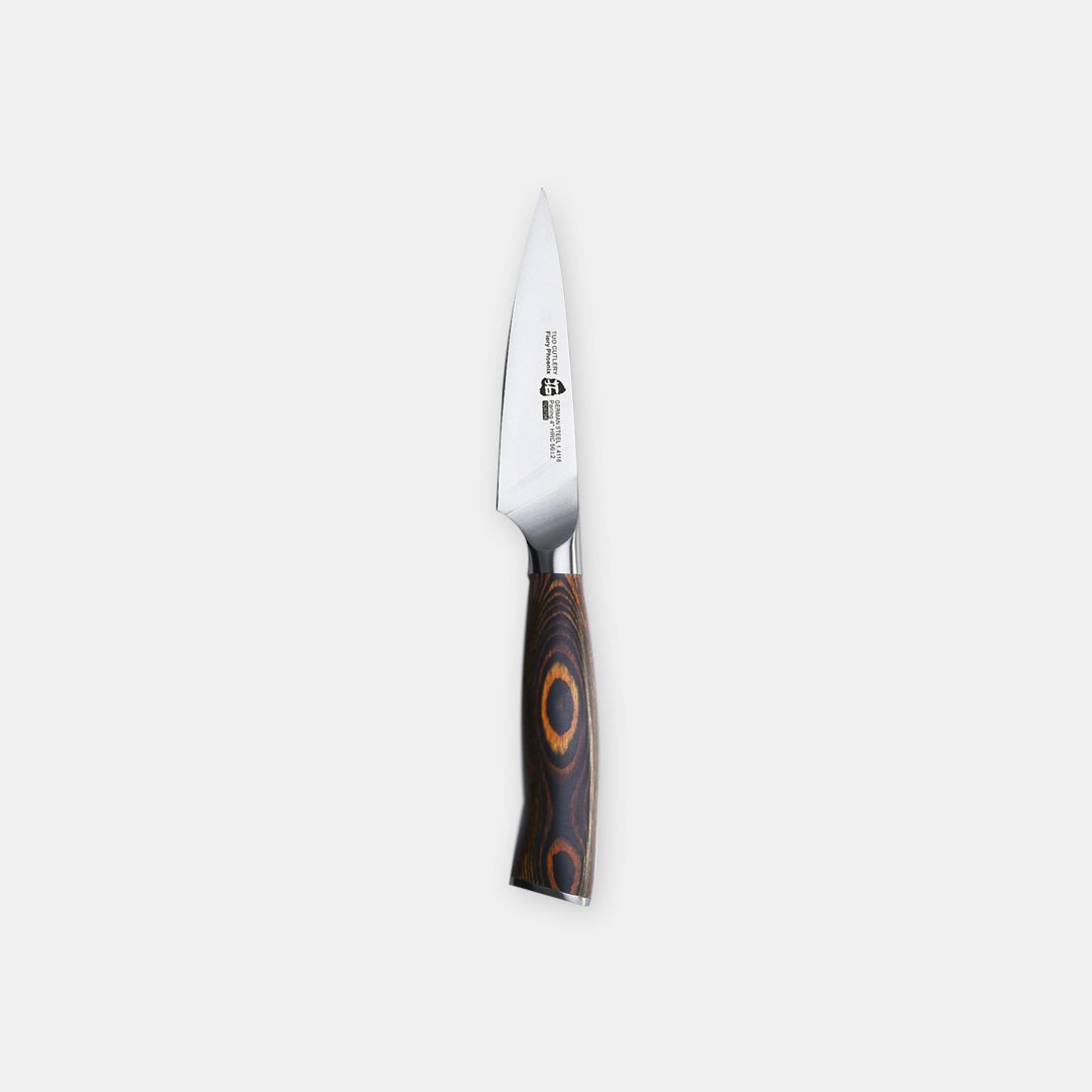 Tuo Cutlery German Steel 5 inch Utility Knife with Pakkawood Handle with Case - Fiery Series