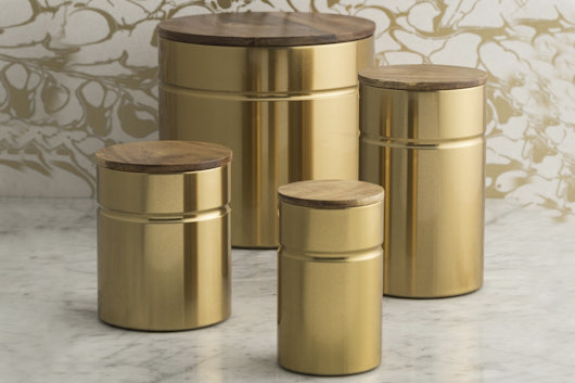 Typhoon Modern Kitchen Gold Canisters w/ Wood Lids