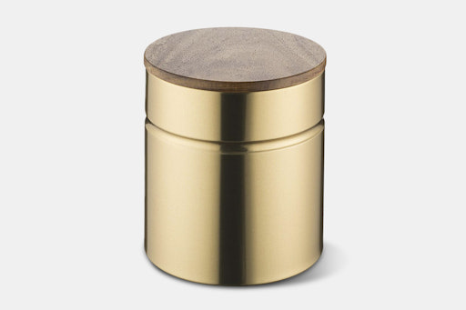 Typhoon Modern Kitchen Gold Canisters w/ Wood Lids