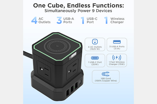 Uncaged Ergonomics Wireless Charging Cube Power Strip