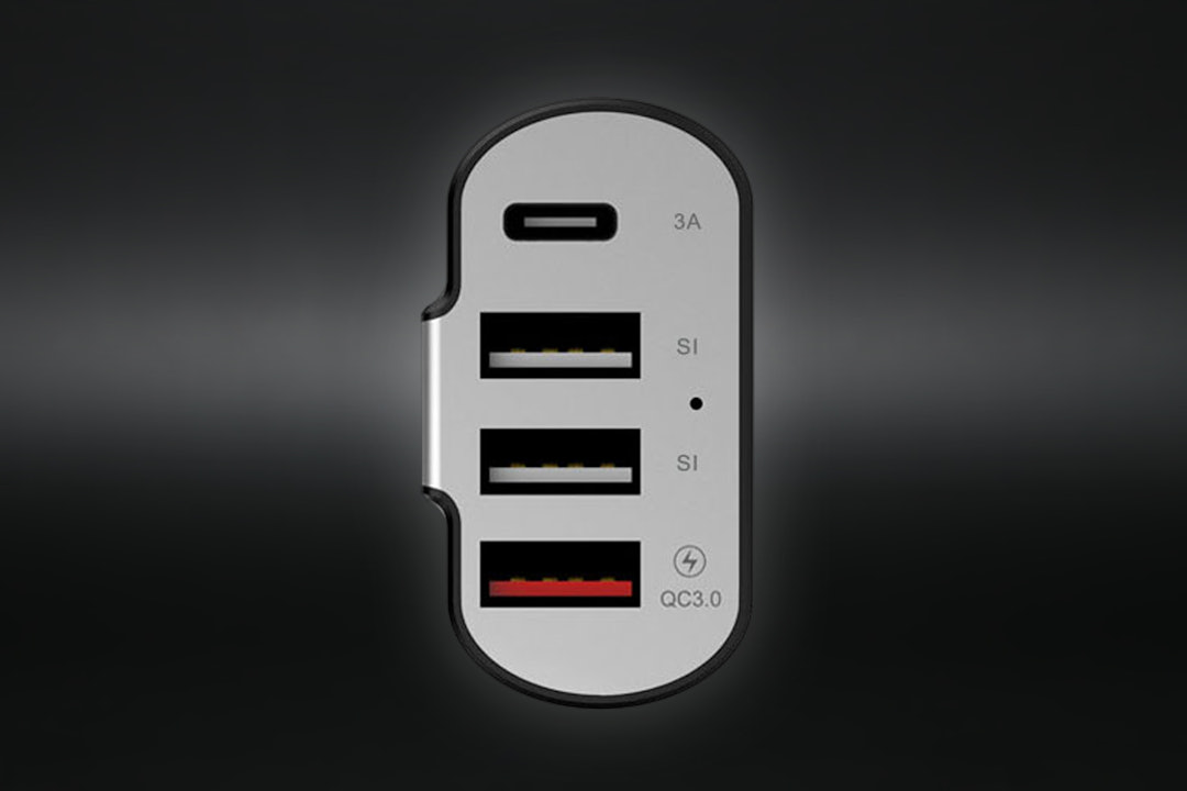 Urge Basics 4 Port USB Car Charger with Type C port