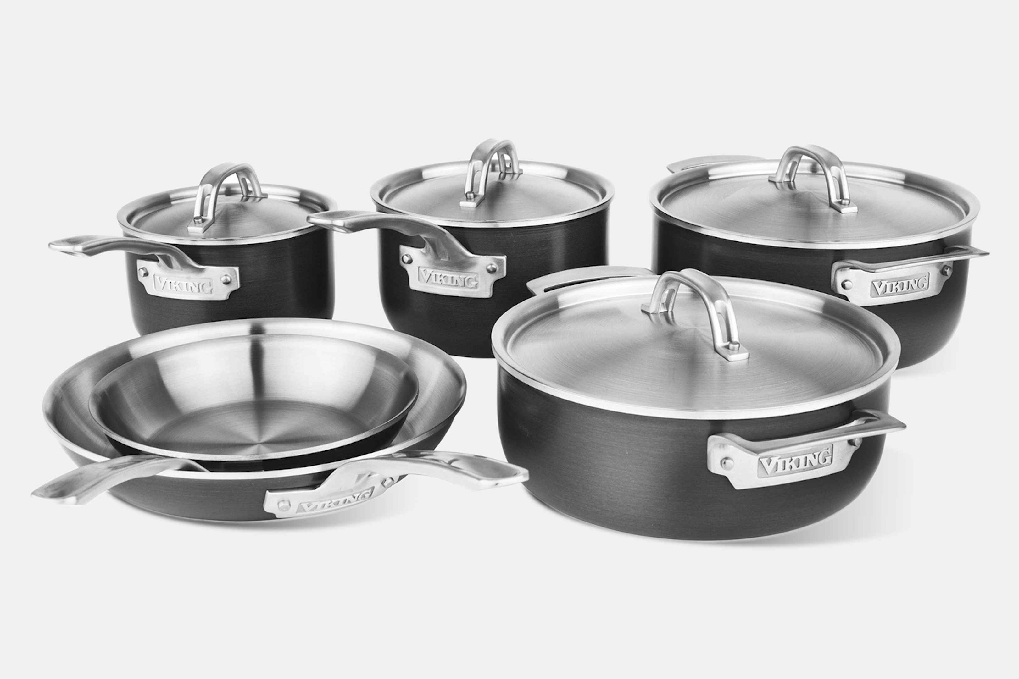 Viking Hard Stainless 5-Ply 10-Piece Cookware Set | Cookware | Drop Viking 5-ply 10-piece Hard-anodized Stainless-steel