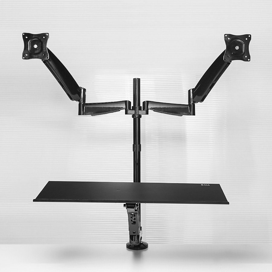 Vivo Dual Monitor SitStand Mount w/Deluxe Tray Monitor Stands and