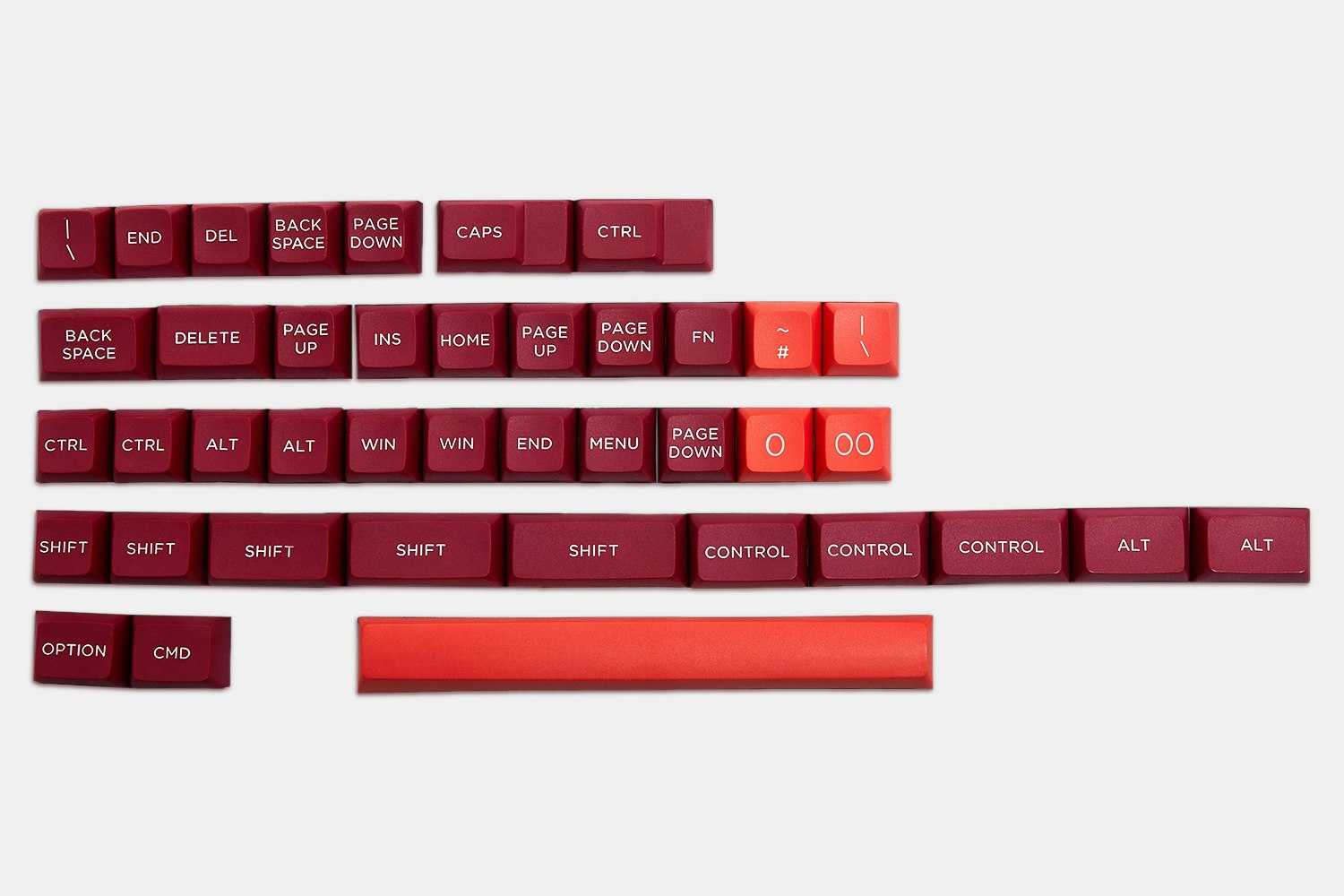 WinMix Lava Orange Doubleshot PBT Keycap Set