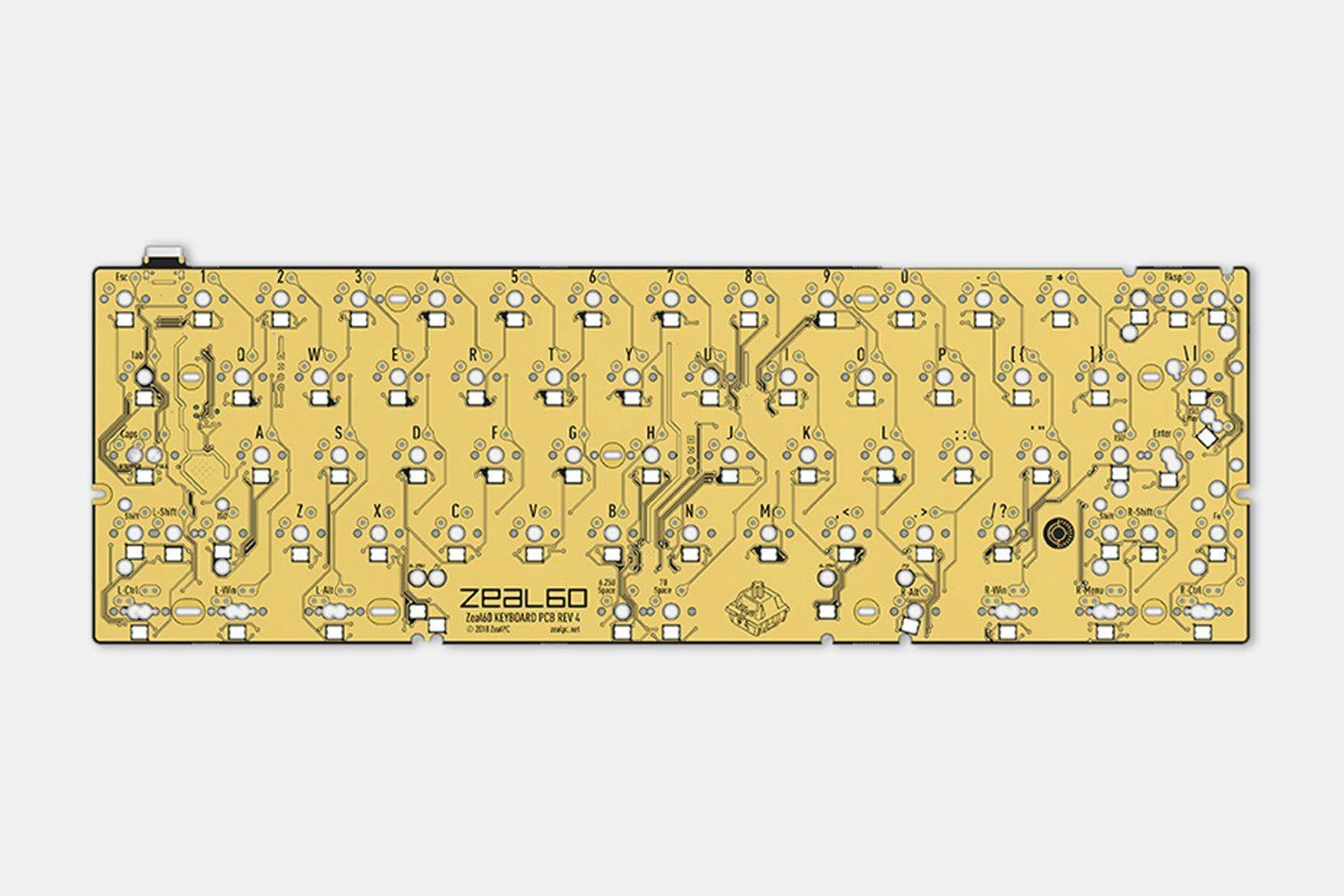 Zeal60 RGB LED PCB (Rev 4 with USB-C)