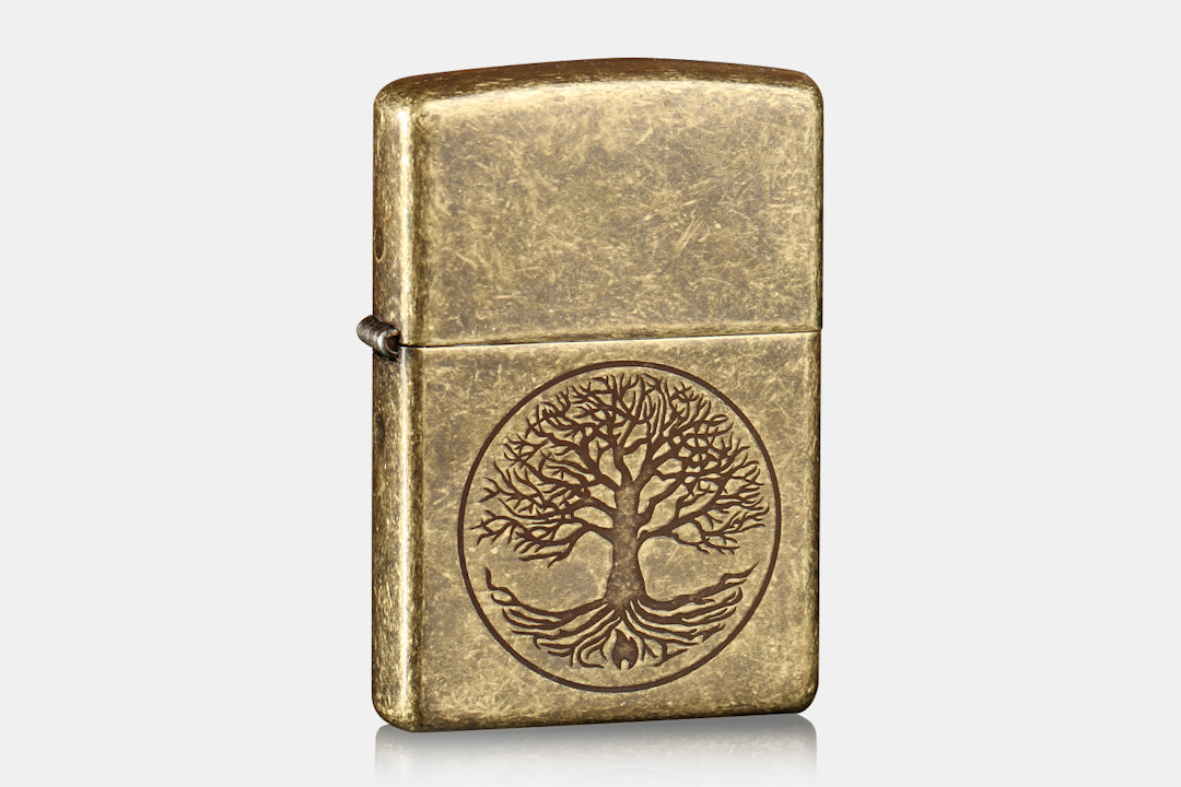 Zippo Lighter: Antique Brass Tree of Life